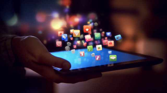 Pngtree Illustration Of Social Media And Digital Marketing Hands Holding Tablet With Image 3879893